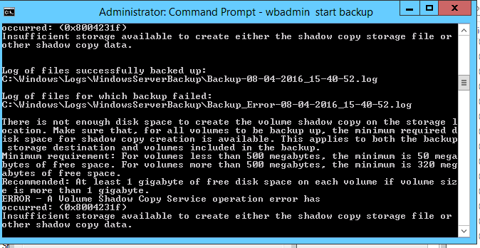 Command Prompt Backup Error 2