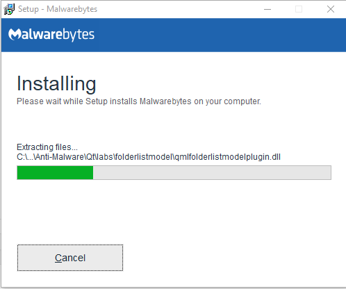 Malwarebytes installing