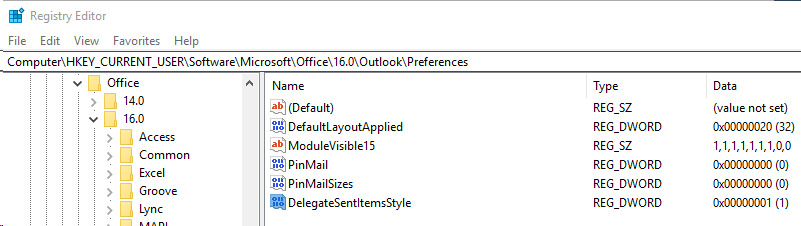 Registry entry for send as shared mailbox